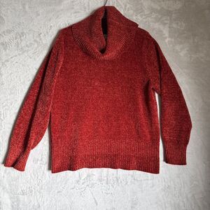 Chenille Pullover Turtleneck Burnt Orange Womens XL Soft Sweater Ann Taylor Loft
